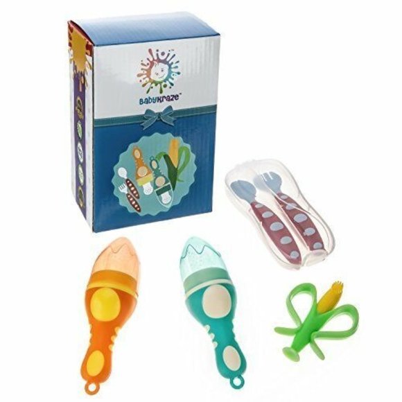 BabyKraze 4 in 1 Infant Feeding Kit with Pacifier Food and Fruit Feeder - Picture 1 of 10